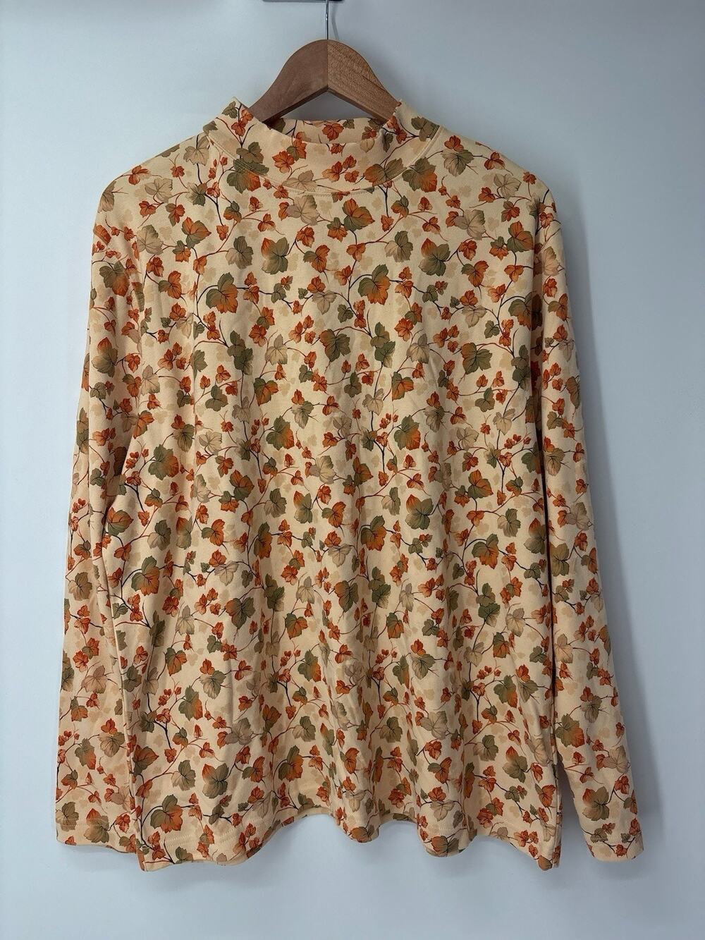 Westbound Mock Neck Ladies XL Fall Leaf Yellow Green Brown Orange
